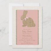 Roze & Jute Rustische Konijn Pasen Baby Shower Kaart (Voorkant)
