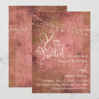 Roze & jute vintage lichten typografie bruiloft