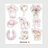 Roze Juweel Hoefijzer Sticker (Vel)