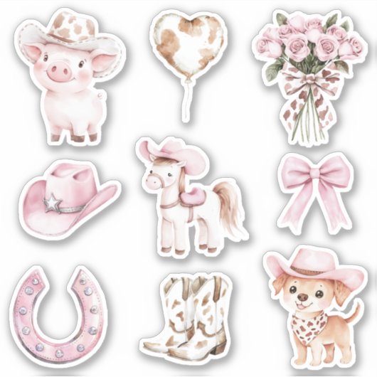 Roze Juweel Hoefijzer Sticker (Voorkant)