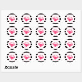 Roze juweel met zwarte & witte strepen Sticker (Vel)