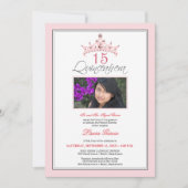 Roze juwelen Tiara Quinceanera Uitnodiging (roze) (Voorkant)