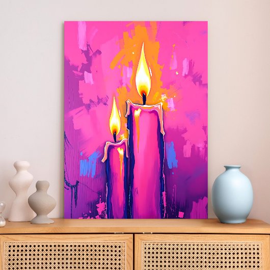 Roze Kaars Abstracte Wall Art Canvas Afdruk