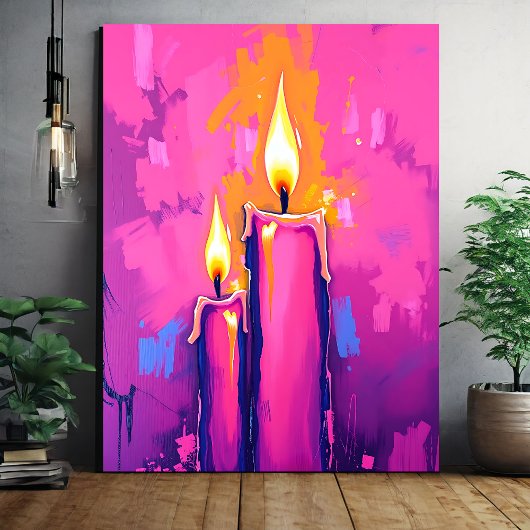 Roze Kaars Abstracte Wall Art Canvas Afdruk