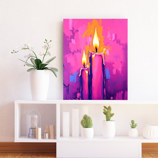 Roze Kaars Abstracte Wall Art Canvas Afdruk