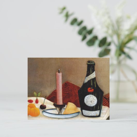 Roze kaars Henri Rousseau Stilleven Briefkaart (Staand voorkant)