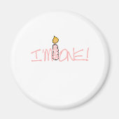 Roze Kaars Ik ben een Verjaardag Magneet (Voorkant)