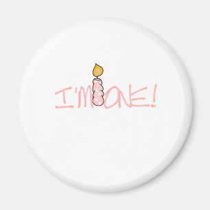 Roze Kaars Ik ben een Verjaardag Magneet