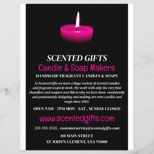 Roze kaars, kaars en zeep Maker Adverteren Flyer (Voorkant)