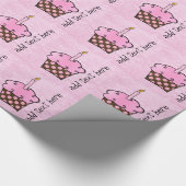 Roze kaars voor de eerste verjaardag van de kakker cadeaupapier (Hoek)