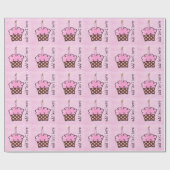 Roze kaars voor de eerste verjaardag van de kakker cadeaupapier (Vlak)