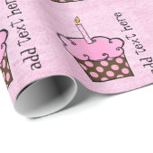 Roze kaars voor de eerste verjaardag van de kakker cadeaupapier (Rol Hoek)