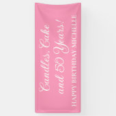 Roze kaarsen, taart 50 jaar Verjaardagsnaam Spandoek (Verticaal)