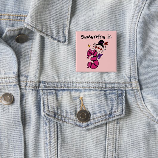 Roze Kaarsenclown 3e Verjaardag Button (In situ)