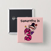 Roze Kaarsenclown 3e Verjaardag Button (Voorkant /achterkant)