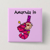 Roze Kaarsenclown 5e Verjaardag Button (Voorkant)