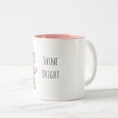 Roze kaarsenvlam tweekleurige koffiemok (Voorkant rechts)