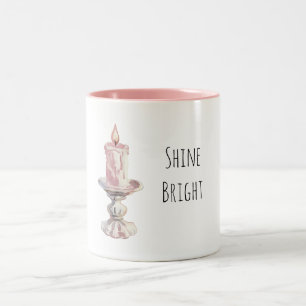 Roze kaarsenvlam tweekleurige koffiemok