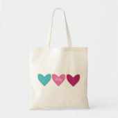 roze Kaart + 3 harten Valentijn's Day Tote Bag (Voorkant)