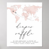 Roze kaart avontuur baby luier raffle poster (Voorkant)