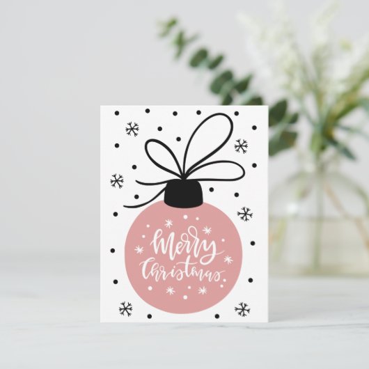 Roze Kaart kerstfeestdag met feestdag (Staand voorkant)