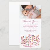 Roze kaart met dankjeweldbericht voor foto van bab (Voorkant / Achterkant)