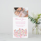 Roze kaart met dankjeweldbericht voor foto van bab (Staand voorkant)