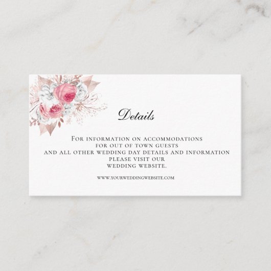 Roze Kaart met details over het huwelijk (Voorkant)