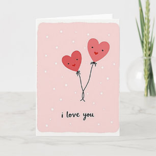 Roze kaart met I Love You-harten