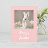Roze Kaart met konijn (Staand voorkant)