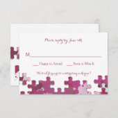 Roze kaart met Puzzle-stuks respons (Voorkant / Achterkant)