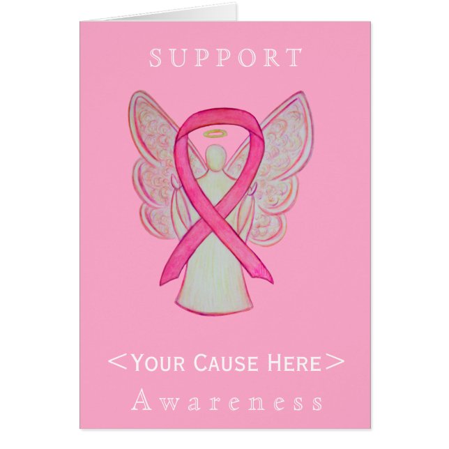 Roze kaart met Ribbon Angel Gepersonaliseerd (Voorkant)