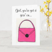Roze Kaart van de Birthday Purse (Gele Bloem)