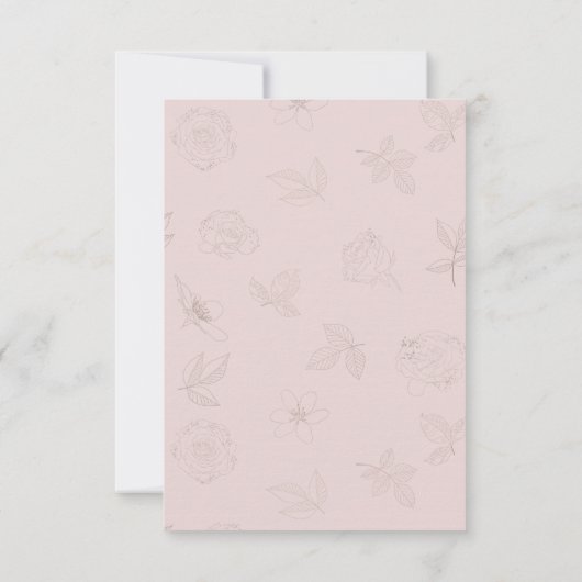 Roze Kaart van het Wit-Floral Berichten RSVP, maal (Achterkant)