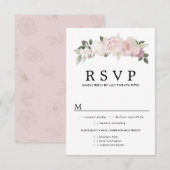 Roze Kaart van het Wit-Floral Berichten RSVP, maal (Voorkant / Achterkant)