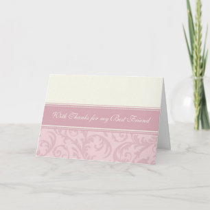 Roze kaart voor beste vriendin dank je woord bruid
