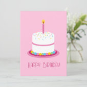 Roze kaart voor eerste verjaardag (Staand voorkant)