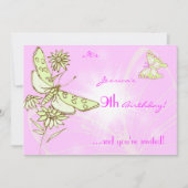 Roze Kaart voor het aanhalen van een vlinder met L (Voorkant)