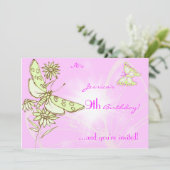 Roze Kaart voor het aanhalen van een vlinder met L (Staand voorkant)