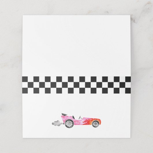 Roze kaart voor rackmeiden op geboortedag plaatskaartje (Buitenkant ongevouwen)