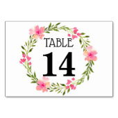 Roze Kaart Wreath Wedding Table Number (Achterkant)