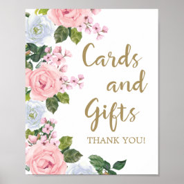 Roze Kaarten van Floral en Baby shower van Gifts Poster