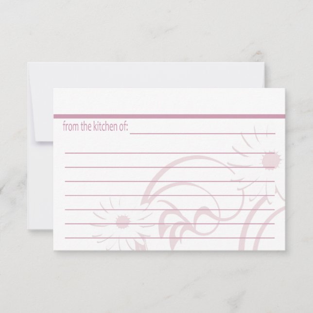 Roze Kaarten van theepot en Daisy Recipe (Voorkant)