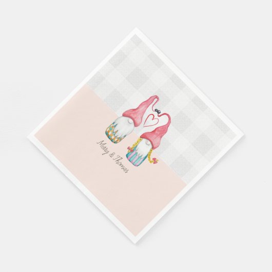 Roze kabouter in liefde Waterverf met de hand gesc Servet (Hoek)