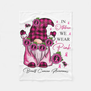 Roze kabouter In oktober Draag we Roze Borstkanker Fleece Deken
