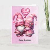 Roze Kabouter Valentijnskoppel Vouwen Kaart (Voorkant)