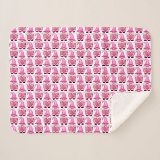 Roze kabouterharten bos Scandinavische cute Sherpa Deken (Voorkant (horizontaal))