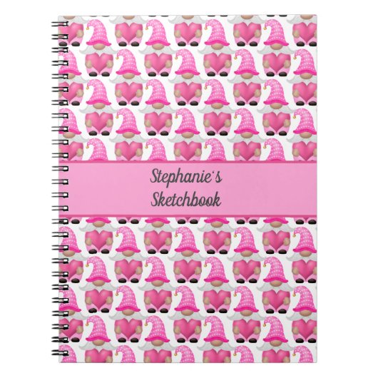 Roze kabouterharten bos schetsboek Schattig Notitieboek (Voorkant)