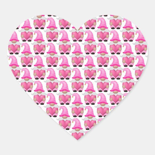 Roze Kabouterharten Bosland Scandinavisch Schattig Hart Sticker (Voorkant)