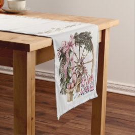 Roze  kabouters en wagenwiel korte tafelloper